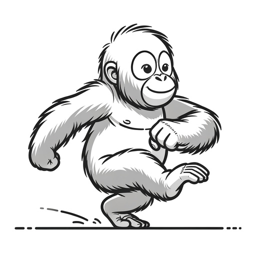 Action Orangutan Children&#8217;s Coloring Page
