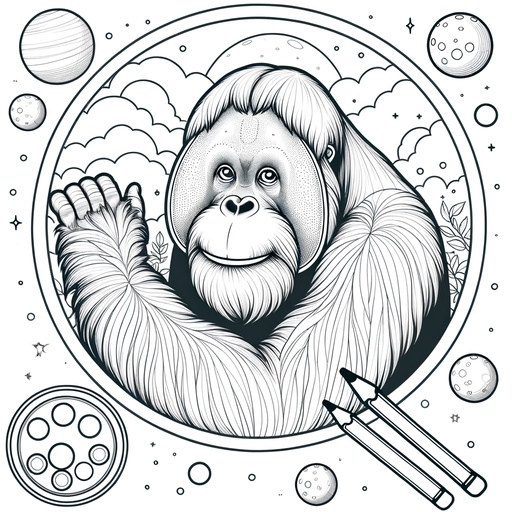 Space Orangutan Children&#8217;s Coloring Page
