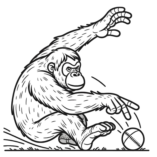 Sporty Orangutan Children&#8217;s Coloring Page