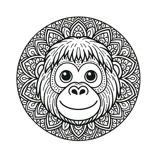 Mandala Orangutan Children&#8217;s Coloring Page