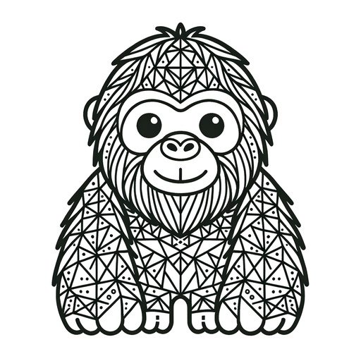 Geometric Orangutan Children&#8217;s Coloring Page