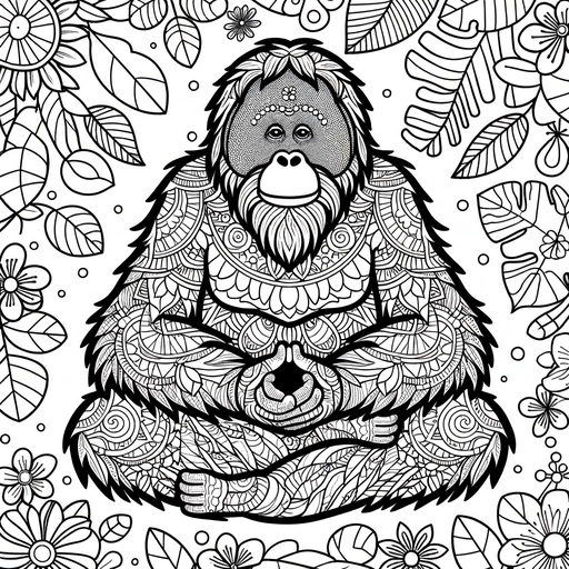 Mindful Orangutan Coloring Page