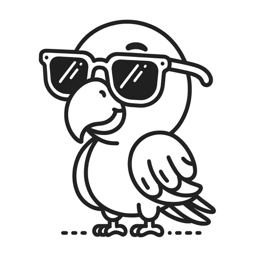 Parrot in Sunglasses Children&#8217;s Coloring Page