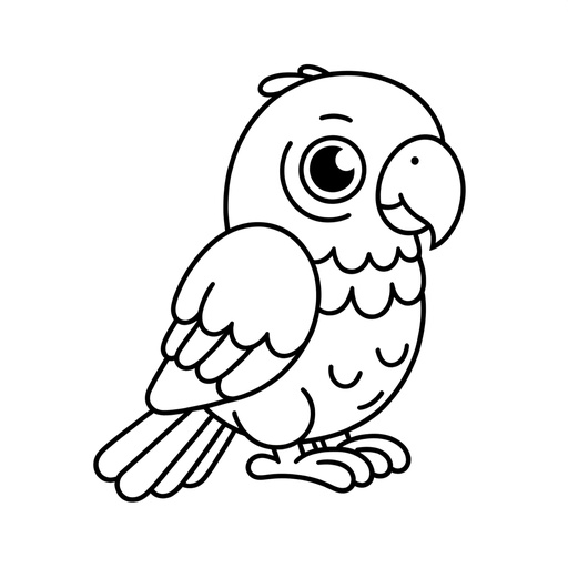 Cartoon Parrot Children&#8217;s Coloring Page