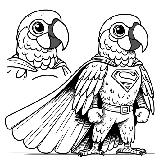 Superhero Parrot Children&#8217;s Coloring Page