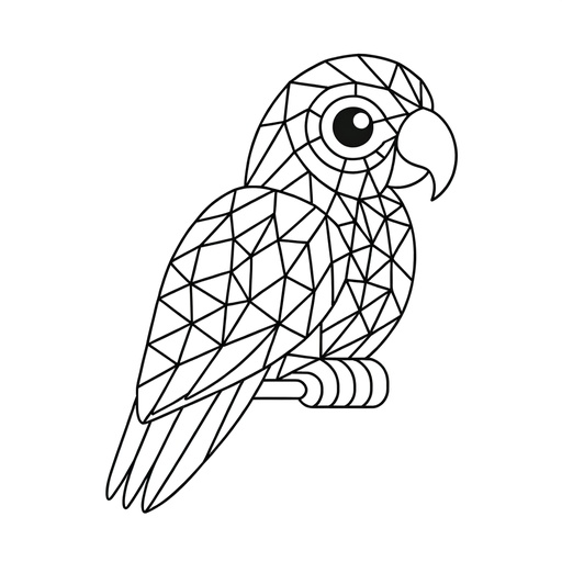Geometric Parrot Children&#8217;s Coloring Page