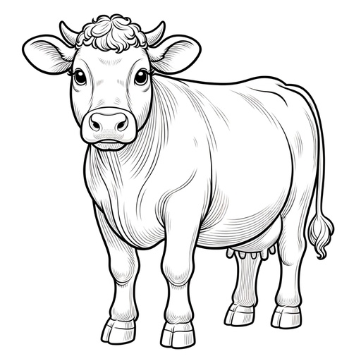 Simple Cow Coloring Page- 4 Free Printable Pages