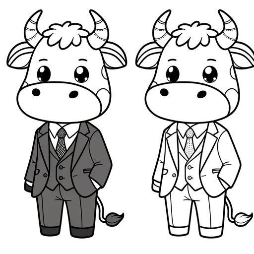 Cow in a Suit Children&#8217;s Coloring Page