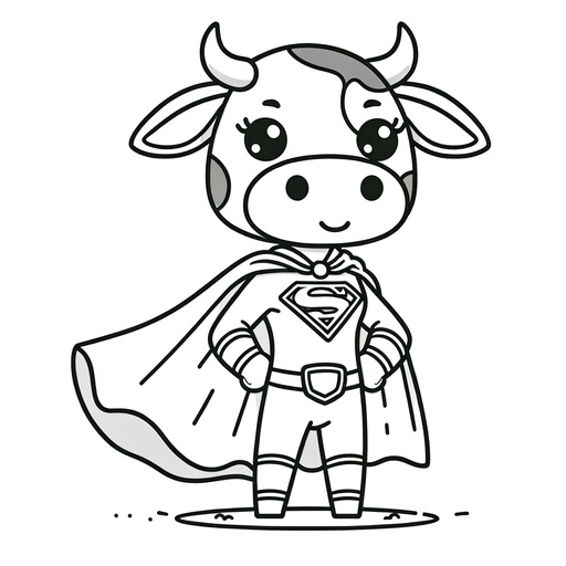 Superhero Cow Children&#8217;s Coloring Page