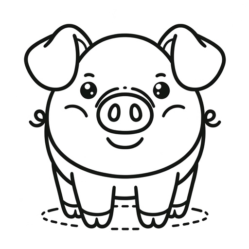 Simple Pig Children&#8217;s Coloring Page