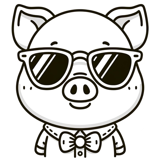 Pig in Sunglasses Children&#8217;s Coloring Page