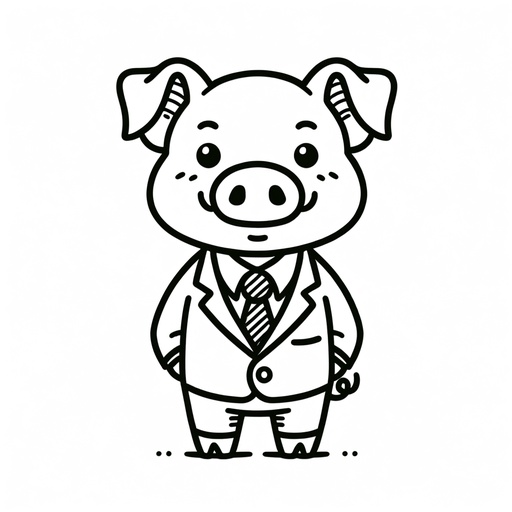 Pig in a Suit Children&#8217;s Coloring Pages