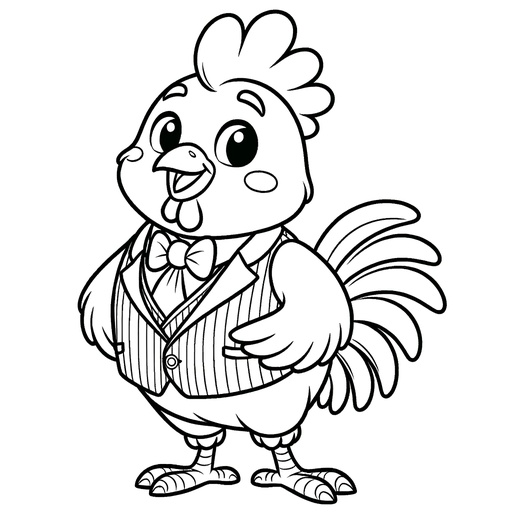 Chicken in a Suit Children&#8217;s Coloring Pages