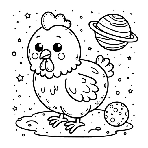 Space Chicken Children&#8217;s Coloring Pages