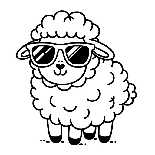 Sheep in Sunglasses Coloring Page