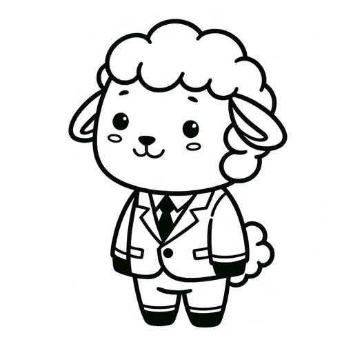 Sheep in a Suit Coloring Page