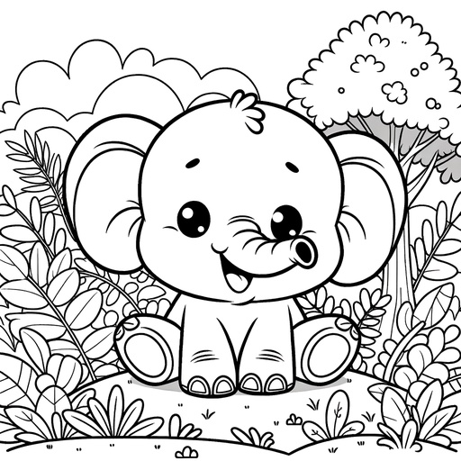 Elephant In Nature Children&#8217;s Coloring Pages