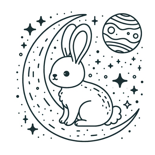 Space Rabbit Coloring Page