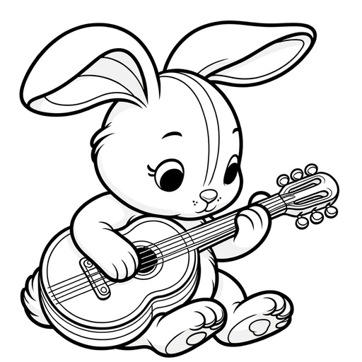 Musical Rabbit Coloring Page