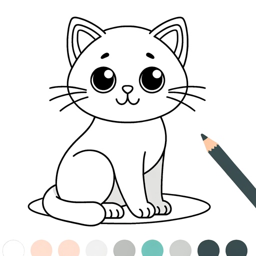 Simple Pet Cat Coloring Page