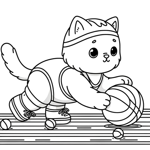 Sporty Pet Cat Coloring Page