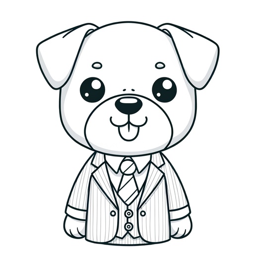 Pet Dog in a Suit Coloring Page