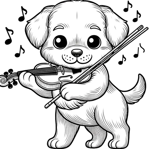 Musical Pet Dog Coloring Page