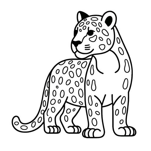 Simple Jaguar Children&#8217;s Coloring Page