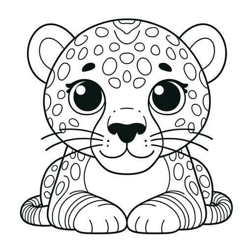 Simple Cute Jaguar Children&#8217;s Coloring Page