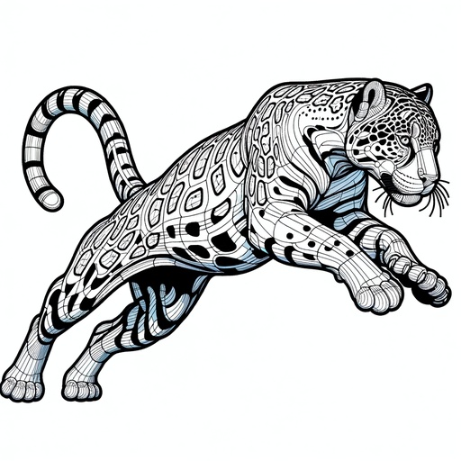 Action Jaguar Children&#8217;s Coloring Page