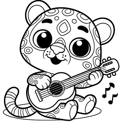 Musical Jaguar Children&#8217;s Coloring Page