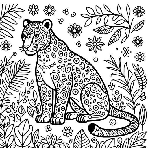 Mindful Jaguar Children&#8217;s Coloring Page