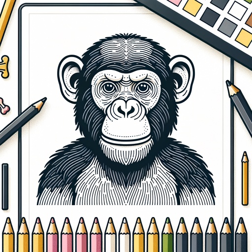 Simple Chimpanzee Children&#8217;s Coloring Page
