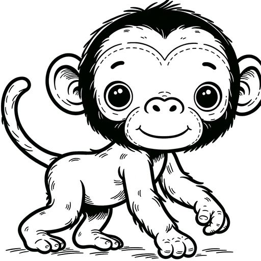 Cute Chimpanzee Children&#8217;s Coloring Page