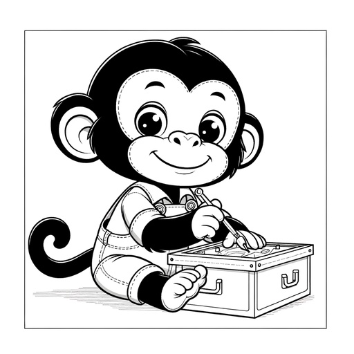 Professional Chimpanzee Children&#8217;s Coloring Page