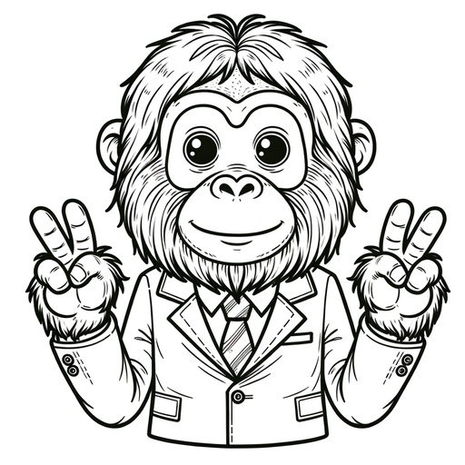 Orangutan in a Suit Children&#8217;s Coloring Page