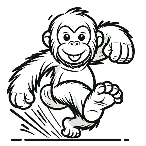 Action Orangutan Children&#8217;s Coloring Page