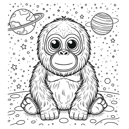 Space Orangutan Children&#8217;s Coloring Page