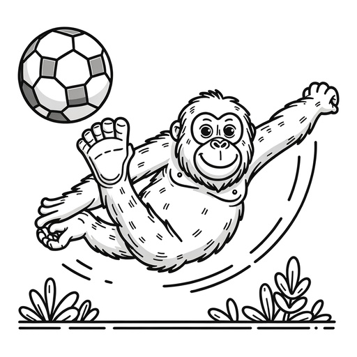 Sporty Orangutan Children&#8217;s Coloring Page