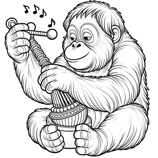 Musical Orangutan Children&#8217;s Coloring Page