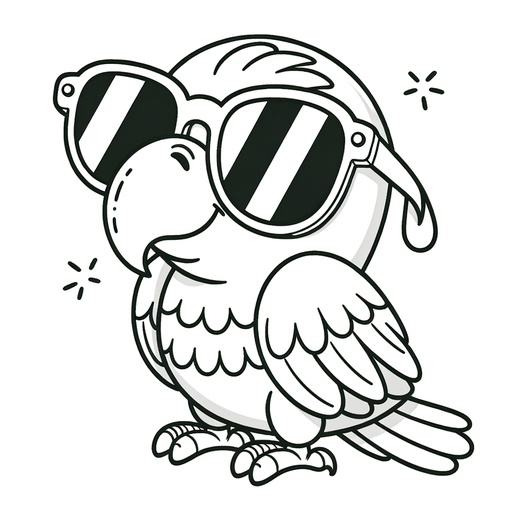 Parrot in Sunglasses Coloring Page- 4 Free Printable Pages