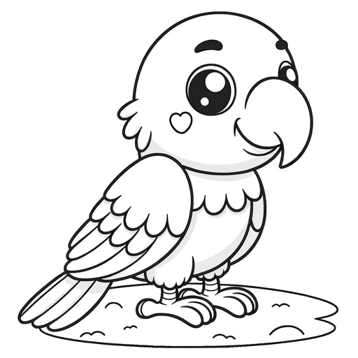 Cute Parrot Children&#8217;s Coloring Page