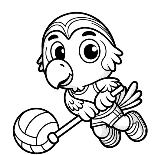 Sporty Parrot Children&#8217;s Coloring Page