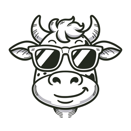 Cow in Sunglasses Coloring Page