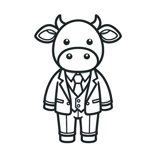 Cow in a Suit Children&#8217;s Coloring Page