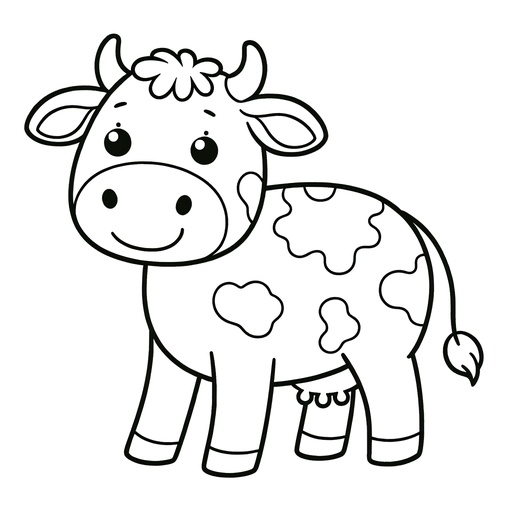Cartoon Cow Coloring Page- 4 Free Printable Pages