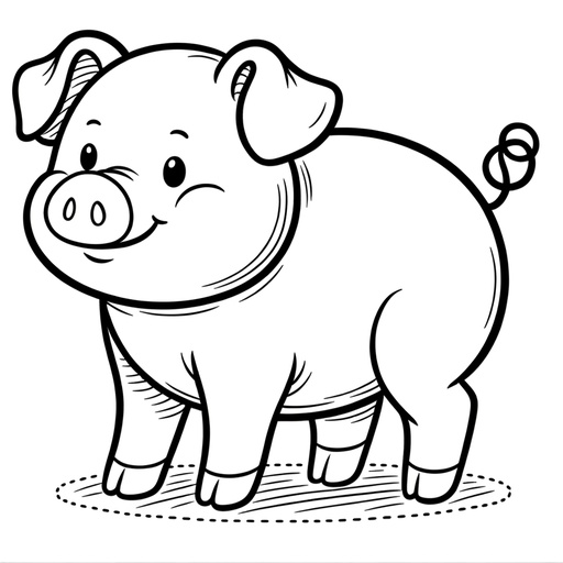 Simple Pig Children&#8217;s Coloring Page