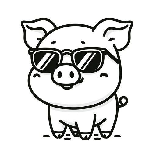 Pig in Sunglasses Children&#8217;s Coloring Page