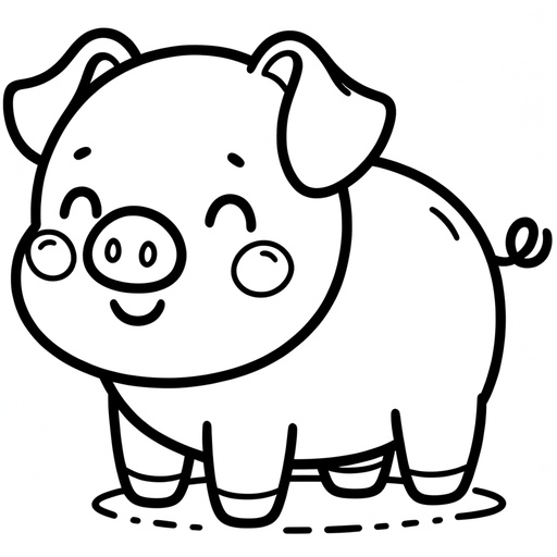 Cute Pig Children&#8217;s Coloring Pages