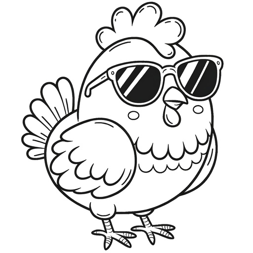 Chicken in Sunglasses Children&#8217;s Coloring Pages